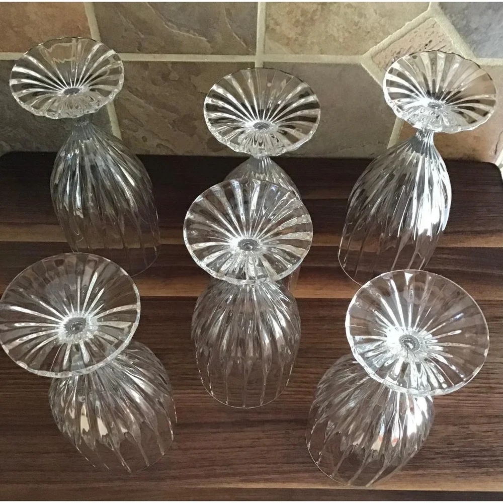 Vintage Mikasa Park Lane Set of 6 Clear Glass Water Goblets Stemmed 7